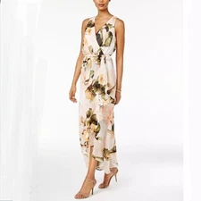 Sangria It List Pink Floral Sheer Ruffle Dress 10 Romantic Feminine Ethereal 