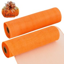 2 Rolls 10 Inch Orange Decorative Mesh Ribbon 10 Yards Fabric Wreath Supply