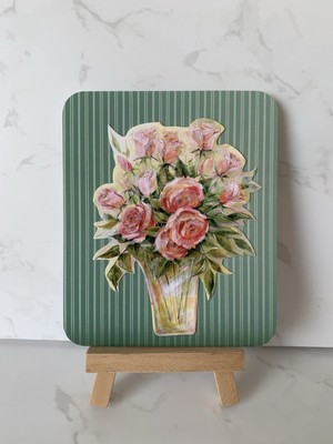 Karten Topper Geburtstag Rosen Vase hübsch bunt 