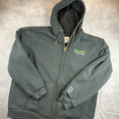 Carhartt Jacket Mens L Gray Rain Defender Loose Fit Heavyweight Full Zip