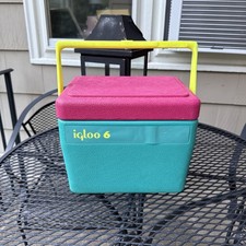 Paquete de 6 latas Igloo vintage enfriador rosa verde azulado amarillo retro vintage