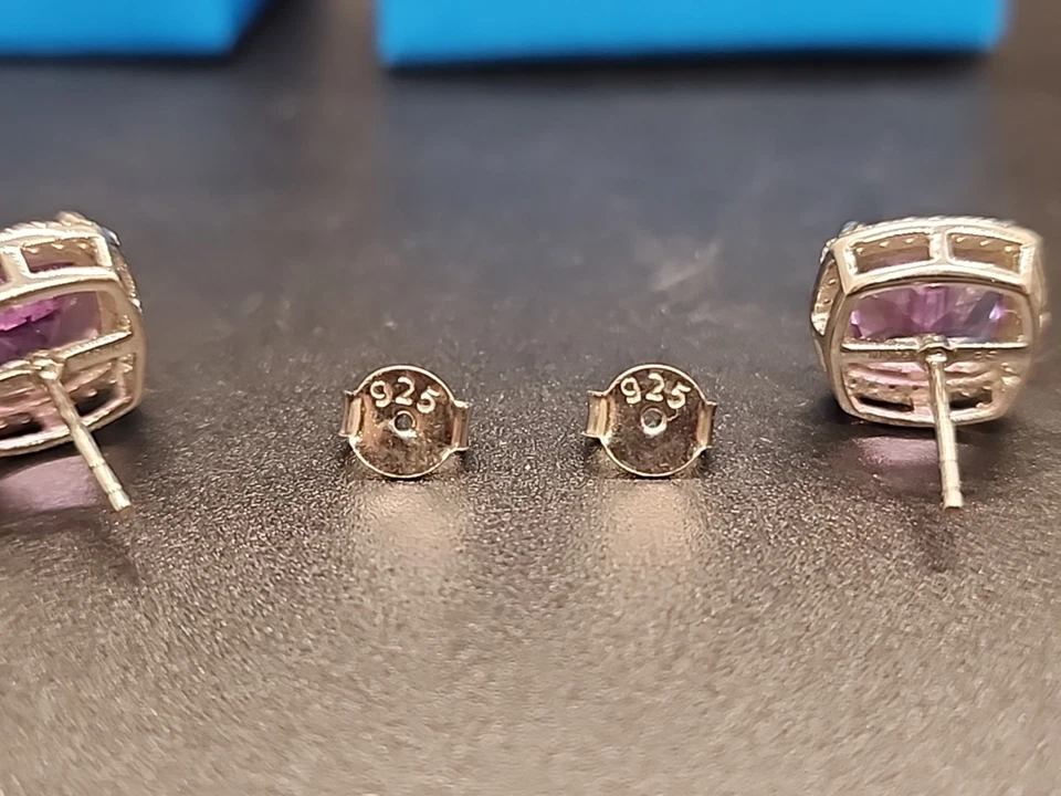 Pendientes de platino amatista púrpura sobre plata de ley 7,75 ctw DOK2921 JTV NUEVOS EN CAJA Foto 4 de 4