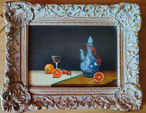 Vintage Oil Painting by Maria Lak Miniature oil on board