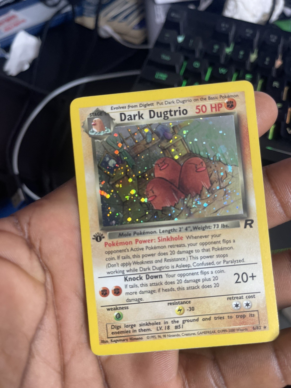 Wizards of the Coast Pokémon TCG Team Rocket Dark Dugtrio 6/82 1st Ed Holo