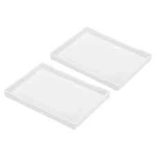 8x6" Fast Food Tray 2 Pack Plastic Multi-Purpose Rectangle Serving Tray White