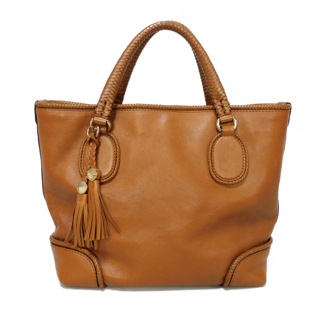 Gucci Marrakech Fringe Tote Bag with Gold G Logo Tassel Charm in Brown Calf Leather for Women