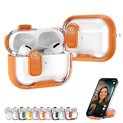 Anti-Yellowing Clear Case For AirPods 4 Pro 2 3 With Secure Lock & Phone Stand