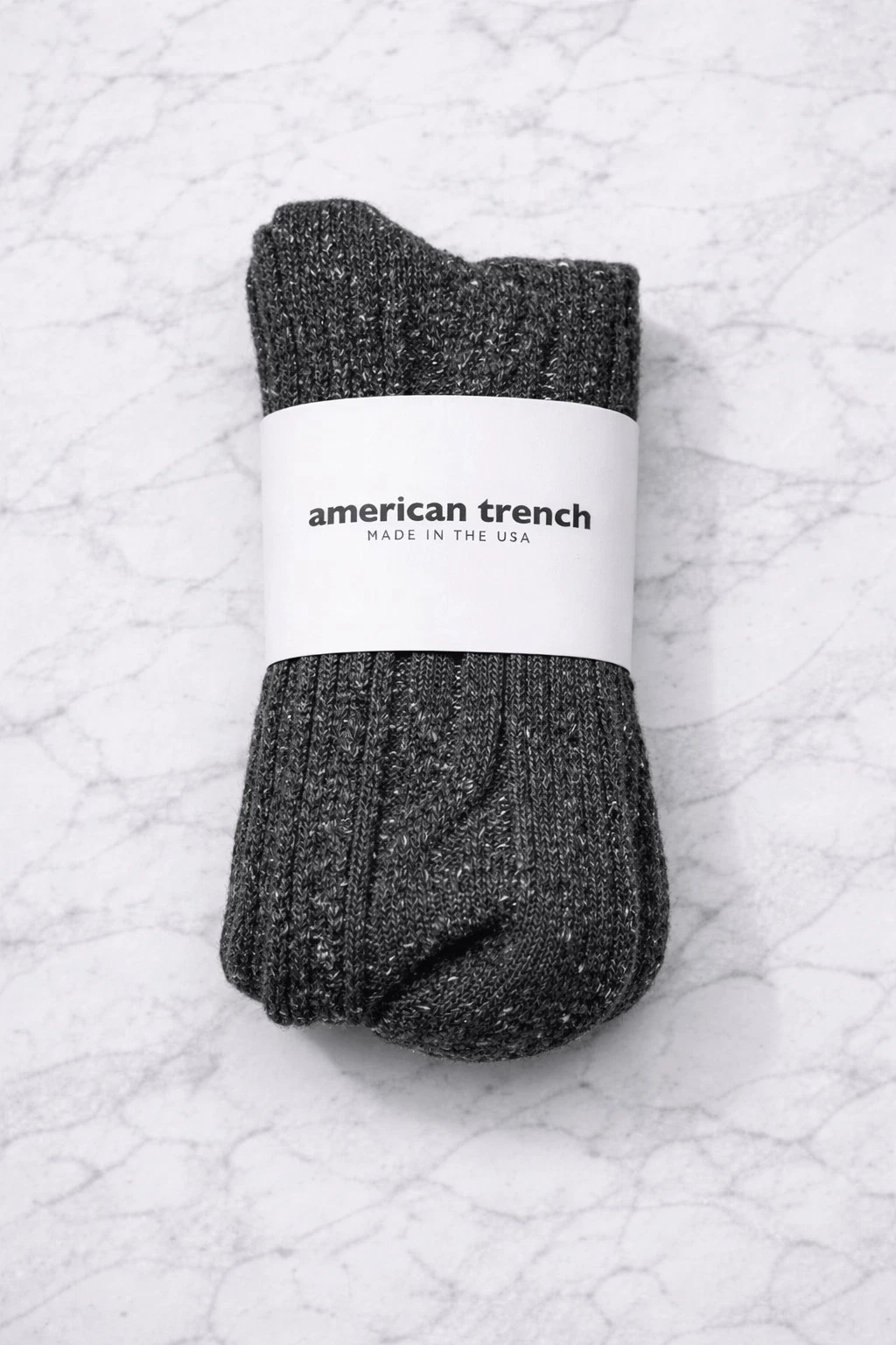 American Trench Premium Wool Silk Cable Knit Socks Charcoal Gray USA Women NWT