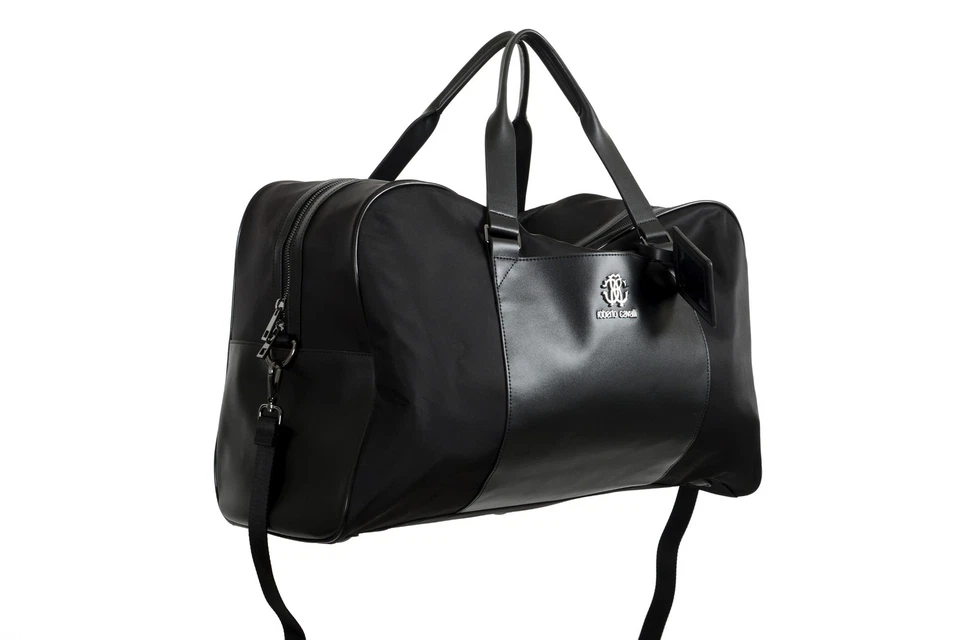 Bolso de viaje de lona de hombro negro Roberto Cavalli para hombre Foto 4 de 4