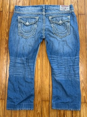 True Religion Jeans 42 X 28 Straight Natural SUPER QT Thick STITCH Vintage