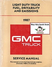 1987 GMC C/K Pickup Suburban Jimmy Van Fuel & Emissions Tune-Up Service Manual