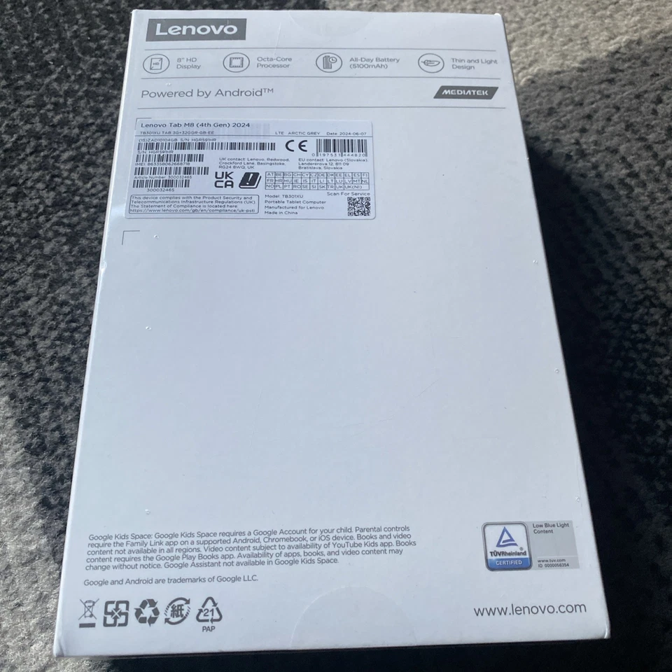 Lenovo Tab M8 (4th Gen) LTE - 32GB, Wi-Fi 8 inch Tablet - Arctic Grey - Grade A - Image 3 of 3