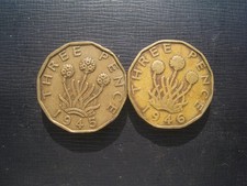 George VI Threepence 1945 & 1946.