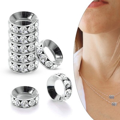 10mm Klar Kristall Scheibe Zwischenperlen Rund Strass Perlen zur Schmuckherstellung