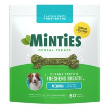 Minties Dental Chews for Dogs, 60 Count, VetRecommended MintFlavored Dental D...