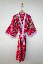 Floral Cotton Kimono Robe, Handmade Women's Wrp Robe, Botanical Boho Kimono robe