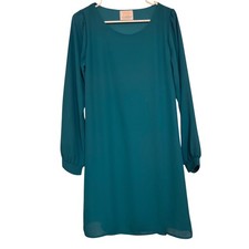 Coveted Clothing Boutique Teal Dress Lace Long Sleeve Casual Mini Large EUC