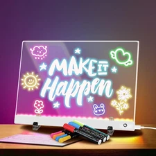 16-Inch LED Note Board with 7 Colors & 4 Modes, Light Up Drawing Board with 16