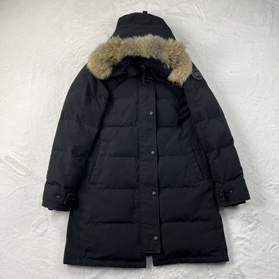 Canada Goose Women M Shelburne Black Down Parka Fur Trim Hood