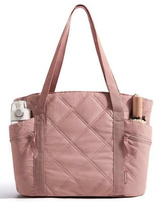 BAGSMART Crush Tote Bag for Women, 20L Puffer Work One Size, Brier Rose