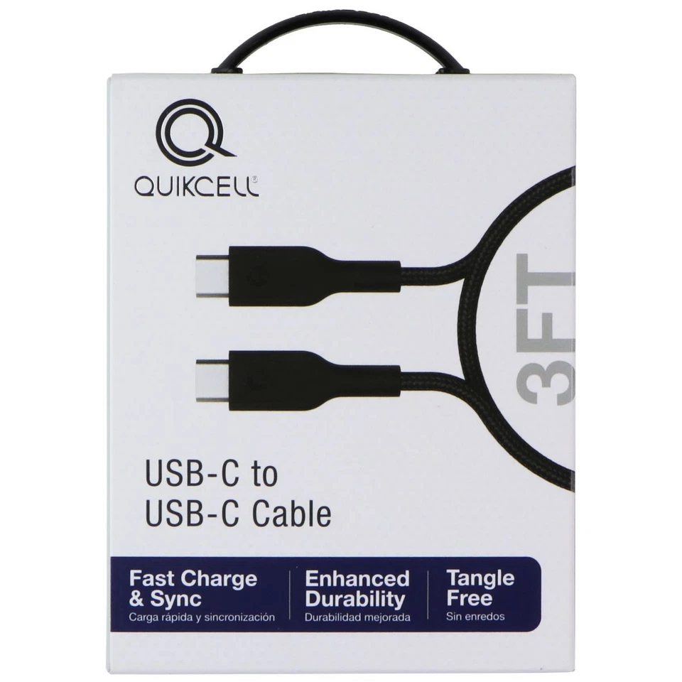 Quikcell 3Ft Braided USB-C to USB-C Cable - Black - Image 4 of 4