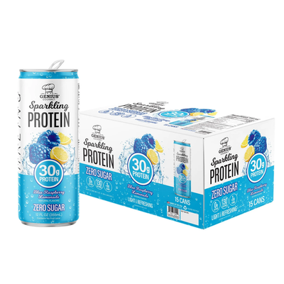 #ad Genius Gourmet Sparkling Drink 30g Protein Blue Raspberry Lemonade 15 pack $54.99