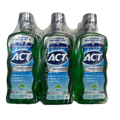Lot of 6 x ACT Mint Fluoride Rinse Mouthwash - 18 fl oz Anticavity Exp. 7/27