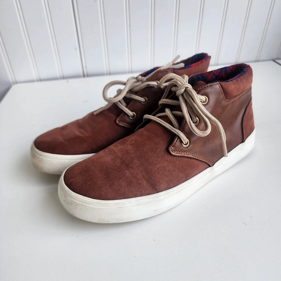 Old Navy Midtop Kids Boys Brown  Faux Leather Casual  Sneakers Shoes Lace Sz 6 - Image 2 of 4