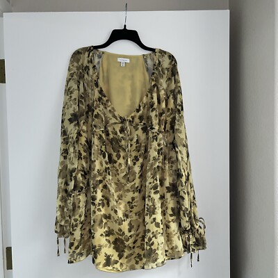 Topshop Beautiful Floral Babydoll Dress Long Sleeve Yellow & Black Size US  8 | eBay
