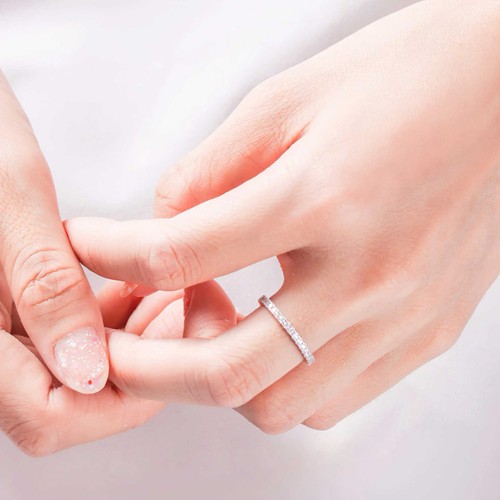 Lab Created Cubic Zirconia Ring White 925 Silver - Picture 2 of 2