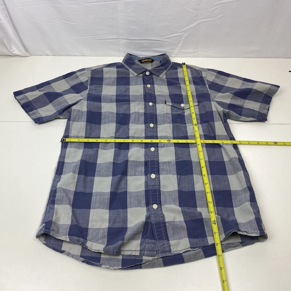 Cat Caterpillar Men’s L Large Slim Fit Purple Plaid Pocket Button Down Shirt - Image 2 of 4