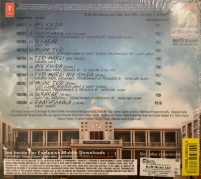 Paathshaala Bollywood Music CD UK