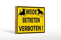 Holzschild Warnschild 18X12Cm Weide Betreten Verboten Deko Schild