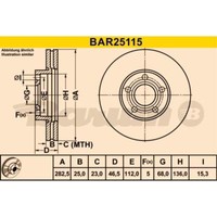 Barum 2X Bremsscheiben Vorne Ø2825 Mm BelüFtet FüR Vw Passat Variant 3B5 3B6
