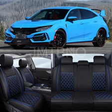 For Honda Civic Car Seat Covers Full Set 5-Seat Front + Rear Cushion PU Leather