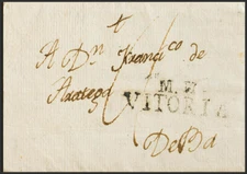 Country Vasco. Prefilatelia. cover 1810. Oñate A Deva. Brand M.N Vitoria, Of M