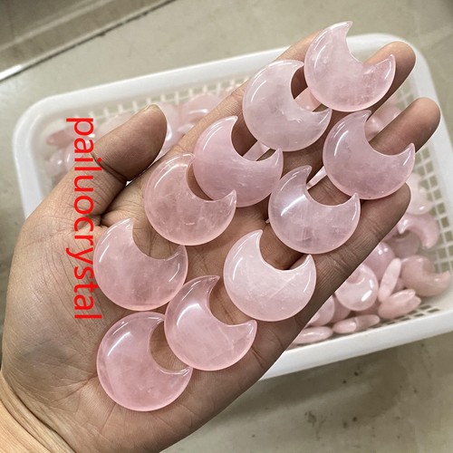 50pcs Wholesale Natural Rose quartz Moon Quartz Crystal Carved Skull Pendant 1" - Picture 2 of 12