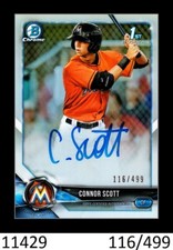 1-2018 BOWMAN CHROME DRAFT REFRACTOR AUTO CONNOR SCOTT MARLINS 116/499