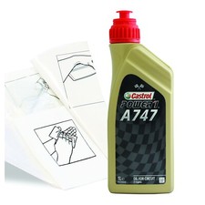 Engine Oil Top Up Castrol Power 1 A747 2T 1 LITRE 1L + Gloves Wipes Funnel