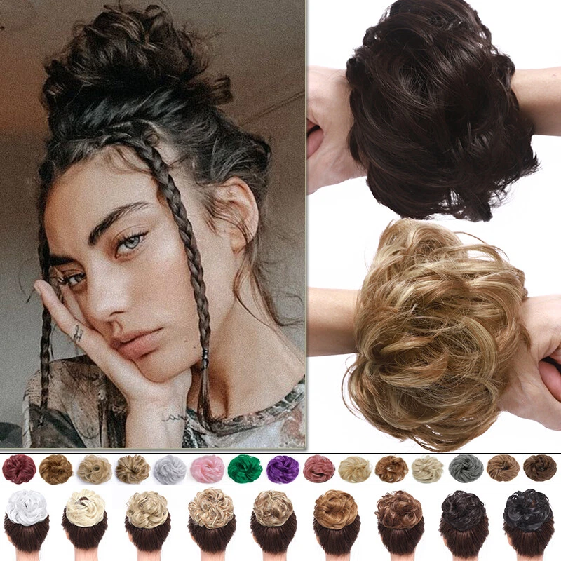 S-NOILITE LARGE Messy Bun Piece Scrunchie Curly Thick Updo Hair Extensions Real As Human