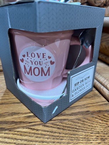 Sip & Sow GARDEN MUG & FLOWER POT or Coffee Cup 20oz, LOVE YOU MOM