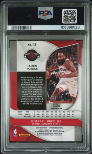 2019-20 Panini Spectra - James Harden #41 Celestial Prizm /99 PSA 9 - Picture 2 of 2
