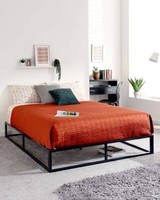 Platform Double Bed Frame Industrial Retro Bedroom Furniture 135cm Black
