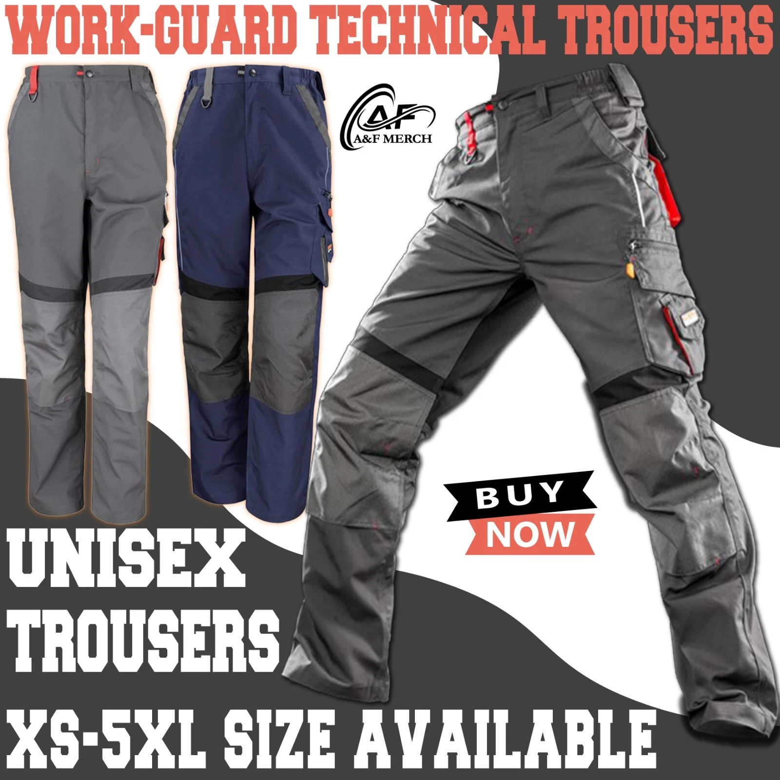 Result WorkGuard Technical Stylish Trousers Multi Pockets Cargo Workwear R310X