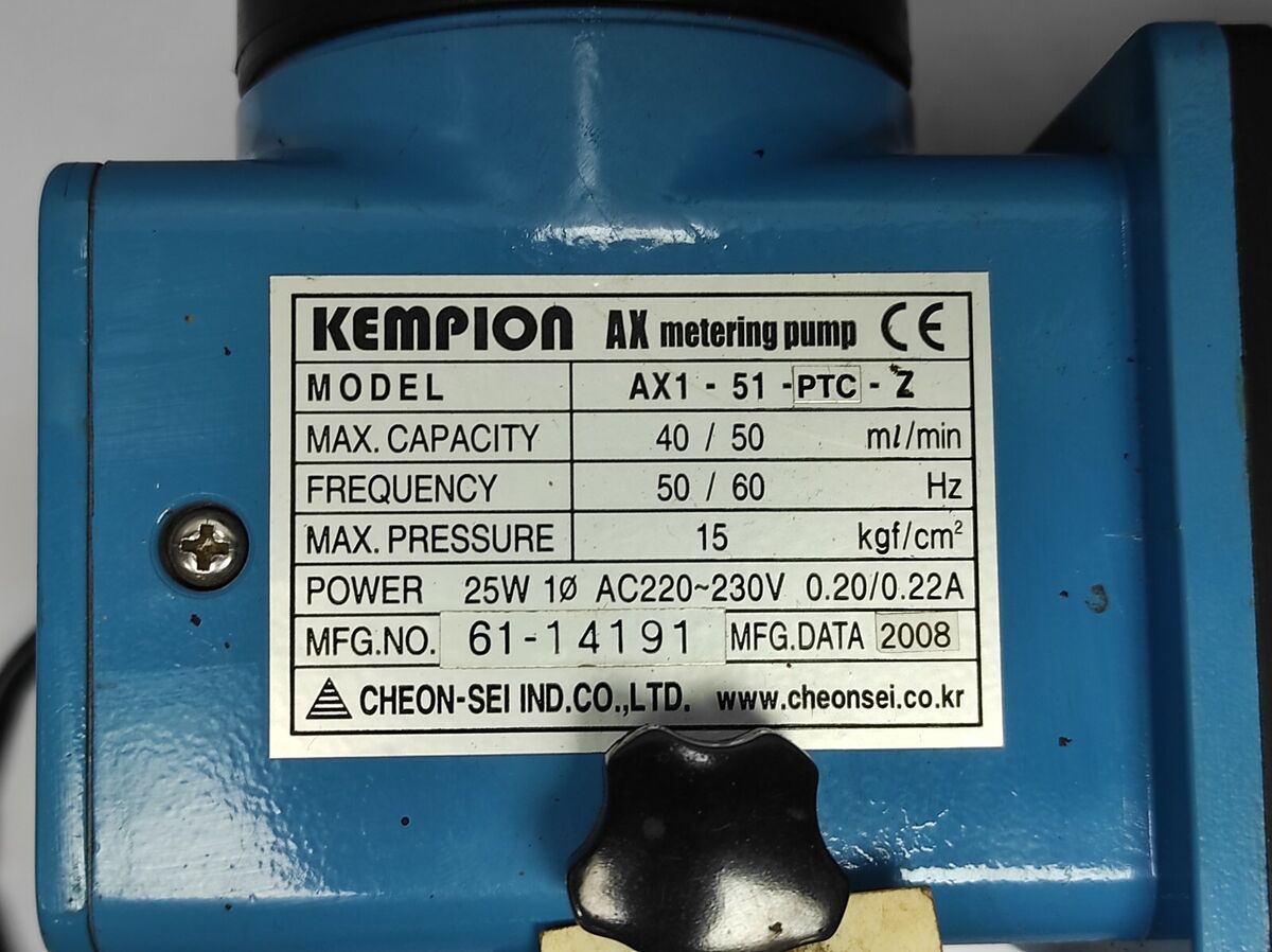Cheon Sei AX1-51-PTC-Z Kempion AX Metering Pump Dosing Pump Cheon Sei AX1-51-PTC-Z Kempion AX Metering Pump Dosing Pump