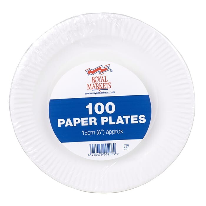 Paper Party Plates 6"" 15cm White Small Plate Catering Wedding BBQ Party Economy
