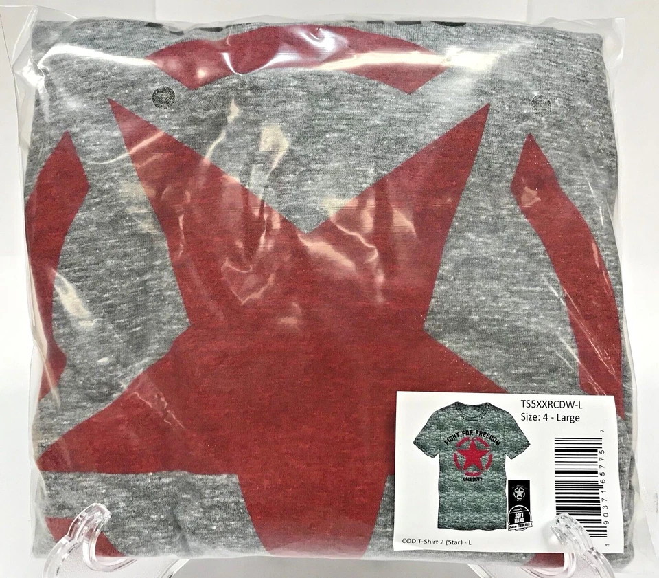 Call of Duty WWII Мужская футболка размер большой новый серый с Red Star World War 2 - Изображение 2 из 4