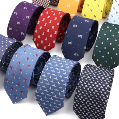 ZONFAZ Men's Cartoon 6CM Narrow Classic Casual Fashion Flower Animal Print Tie