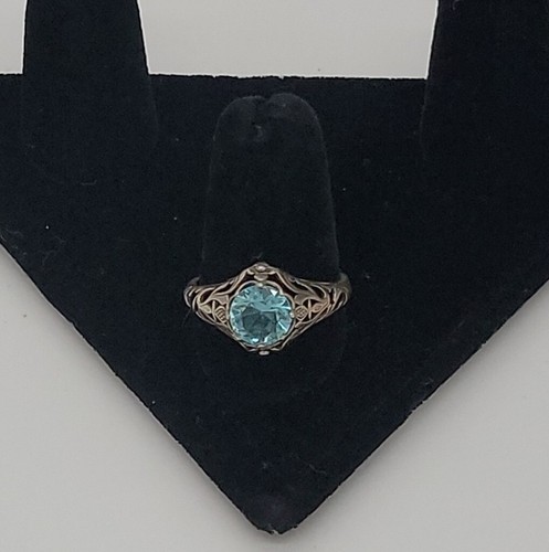 Vintage Sterling Silver Aquamarine Ring Size 9 925 Estate Find - Picture 7 of 7