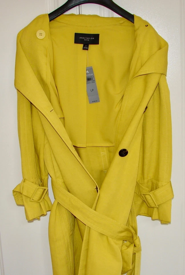 NWT Ann Taylor sz Petite Large yellow linen blend double breasted trench coat - Image 4 of 4